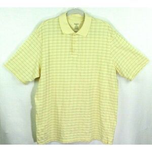 Haggar Shirt XL Polo Shirt Golf Yellow Stripes Short Sleeve Men’s